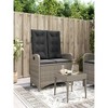 41.3"Reclining Patio Bench with Cushions Gray Poly Rattan - 2 of 4