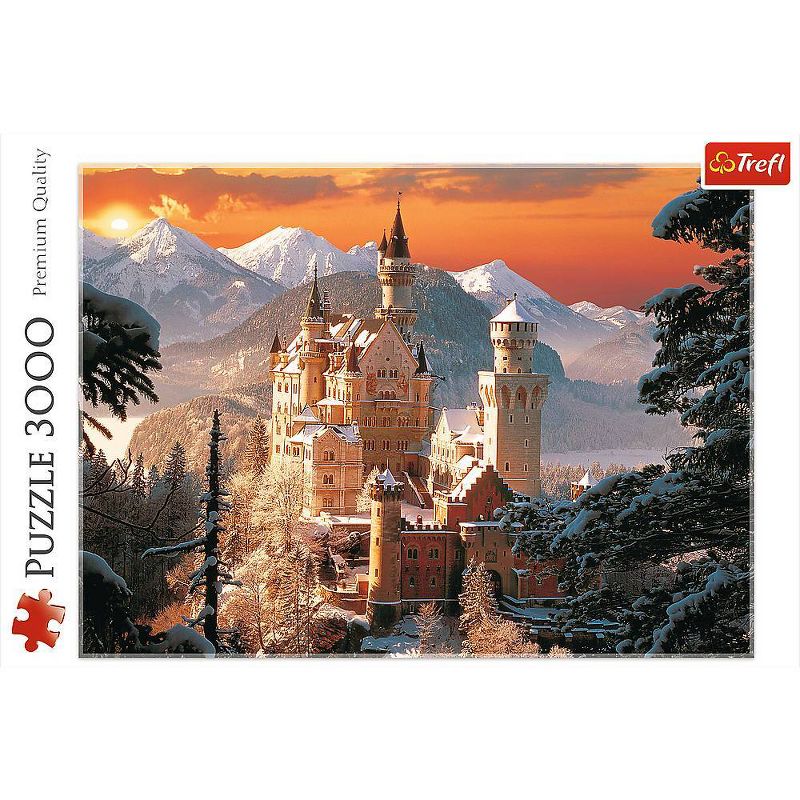 Trefl Wintry Neuschwanstein Castle Germany Jigsaw Puzzle - 3000pc: Brain Exercise, Travel Theme, Flax Fiber Cardboard, 1 of 4