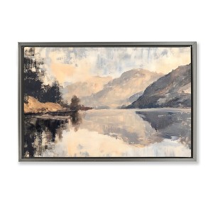 Stupell Industries Brushed Mountain Reflection Floating Frame Canvas Art, Gray, 25" x 17" - 1 of 4