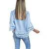 Imily Bela Womens 3/4 Bell Sleeve Eyelet Button Down Shirt Casual Ruffle Hem Blouse - 4 of 4