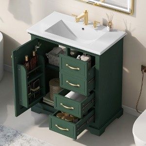 Whisen 30" Bathroom Vanity with Sink, One Package, Black Bathroom Cabinet with Drawers - 1 of 4