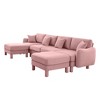 Boucle U-Shaped 4-Seater Sectional Sofa with Shell Armrests & 2 Ottomans - 2 of 4
