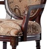 Fabric Chair with Intricate Hand Carvings, Floral Chenille Seat, and Solid Wood Construction - 3 of 4