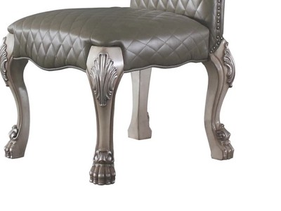 Vintage Bone White Faux Leather Upholstered Side Chair Set