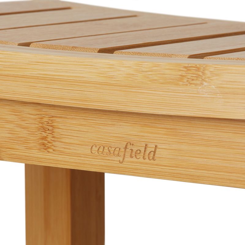 Casafield Bamboo Bathroom Bench Spa Stool, Curved Seat with Storage Shelf, 4 of 8