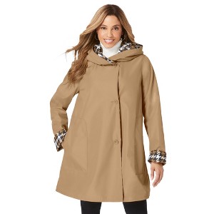 Jessica London Women's Plus Size Reversible A-Line Raincoat - 1 of 4
