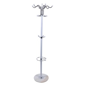 YIYIBYUS Freestanding Hat Coat Rack Metal Tube Frame and Polished Marble Base - 1 of 4