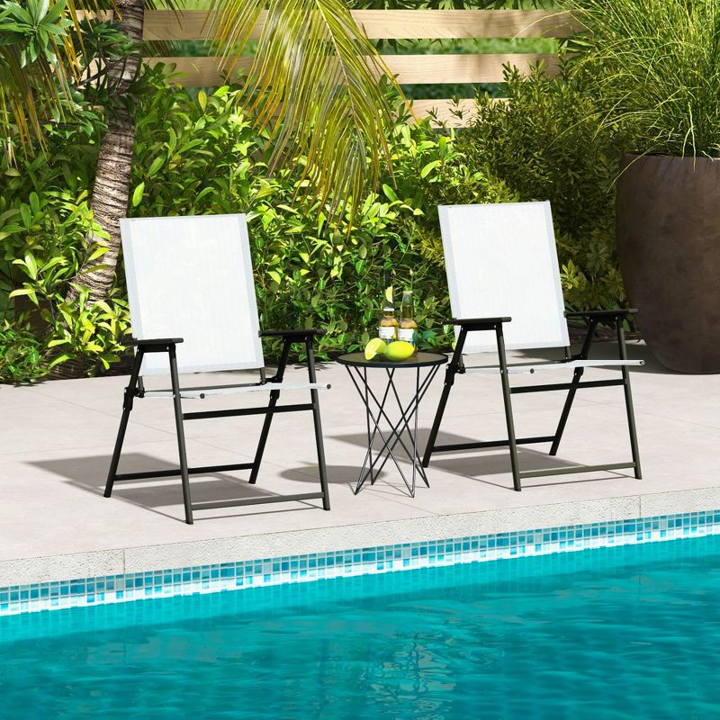 Tangkula Set of 4 Patio Portable Metal Folding Chairs Dining Chair Set White, 4 of 11