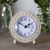 VIP Wood 6.5 in. White Petals Detail Design Table Clock - 4 of 4