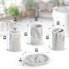 KRALIX 4pc Marble Resin marble effect Bath Accessory Set White: Includes Tumbler, Dispenser, Dish, Holder - 4 of 4