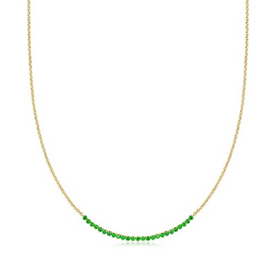Pure Collection by Ross-Simons 0.70 ct. t.w. Lab-Grown Emerald Tennis-Style Necklace in 18kt Gold Vermeil Size 16