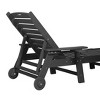 Gulches Black Oversized HDPE Chaise Lounge Chair with Wood Texture, 5-Position Adjustable Backrest, Wheels & Cup Holder, 400LBS Capacity - 4 of 4