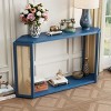 Narrow Console Table,Rattan Sofa Table with Irregular Top Design And Open Shelf For Living Room-Maison Boucle - 2 of 4