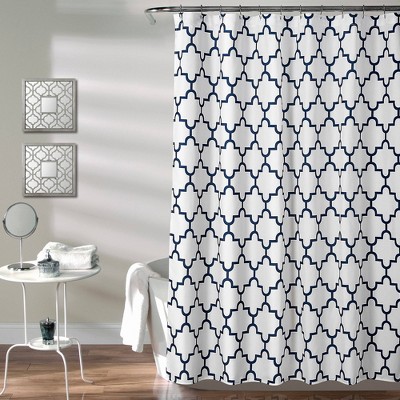 Geometric Shower Curtain Navy - Lush Décor