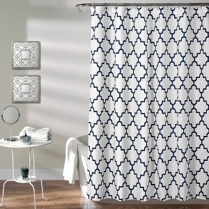 Lush Decor Geometric Shower Curtain Navy, Blue
