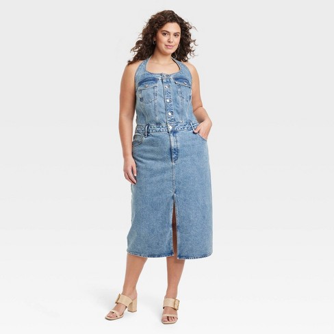 Plus size best sale denim midi dress