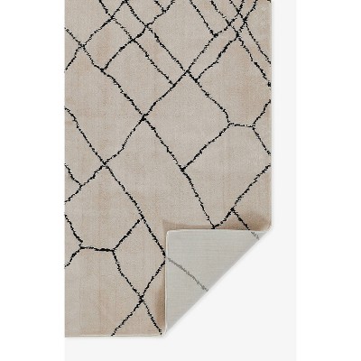 Ivory and Black Rectangular Synthetic Area Rug, 2' x 3'