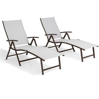 Pellebant Outdoor Aluminum Folding Adjustable Chaise Lounge