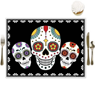 Big Dot of Happiness Day of The Dead - Party Table Decorations - Sugar Skull Party Placemats - Set of 16