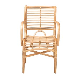 bali & pari Seminyak Natural Rattan Lounge Chair Natural Brown: Indoor Wicker Accent, No Swivel - 1 of 4