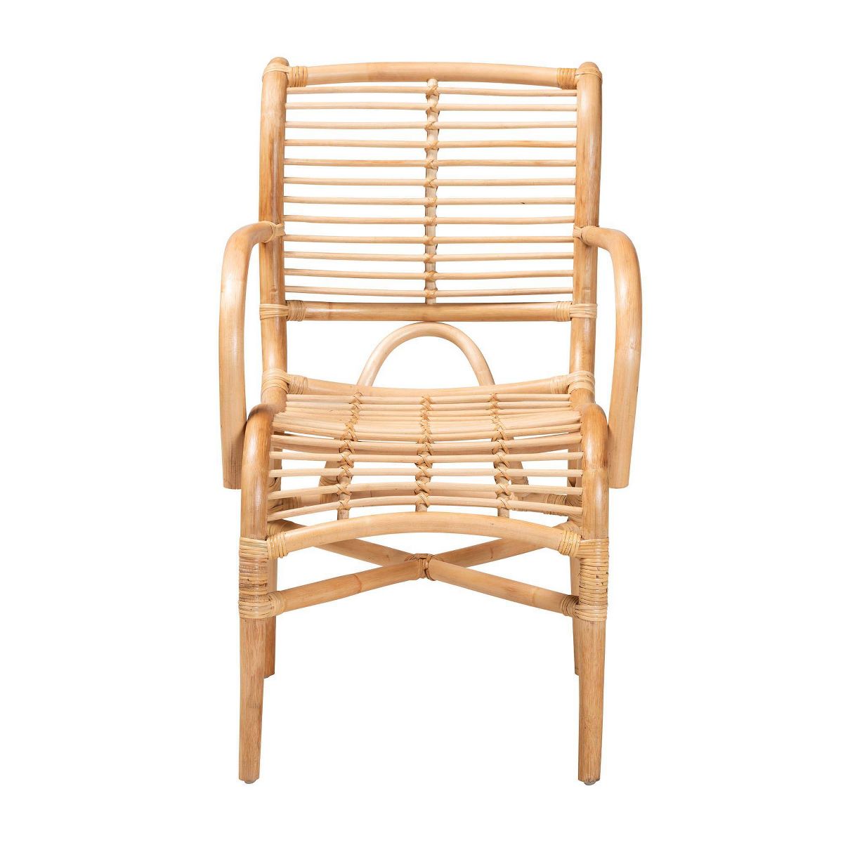 bali & pari Seminyak Natural Rattan Lounge Chair Natural Brown: Indoor Wicker Accent, No Swivel