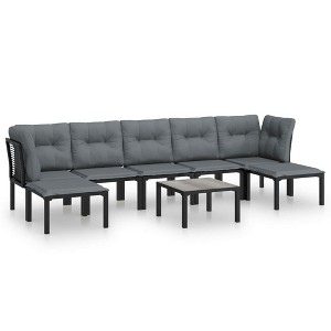 vidaXL Patio Furniture Set Sofa for Garden Lawn Black and Gray Poly Rattan - 1 of 4