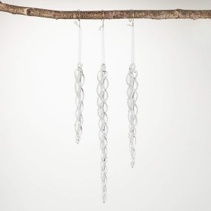 12"H  9"H and 7"H Sullivans Twisted Glass Icicle Ornaments - Set of 3  Clear Christmas Ornaments - 1 of 2