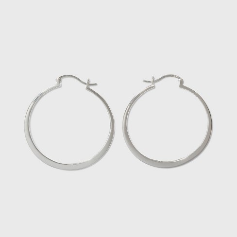 1 inch silver store hoop earrings