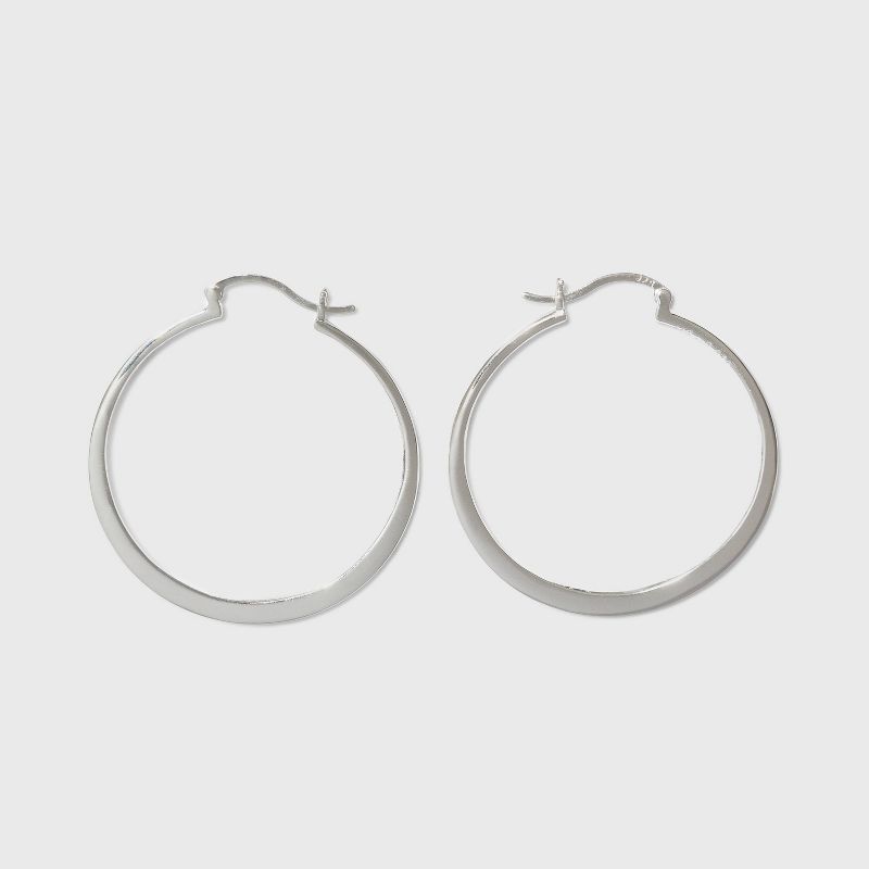 Large Flat Tapered Hoop Sterling Silver Earrings - A New Day&#8482; Silver, 1 of 5