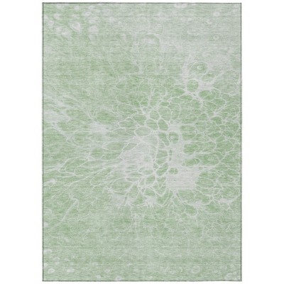 Mint Green And Ivory Abstract Washable Indoor Outdoor Area Rug