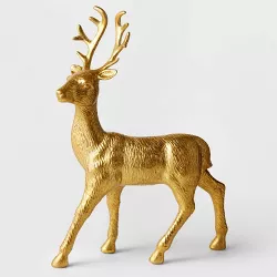 12.5" Plastic Standing Deer Decorative Figurine Gold - Wondershop™