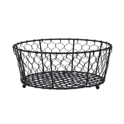 Mikasa Gourmet Basics 10-Inch Fruit Storage Basket - Decorative Black Wire Fruit Storage Basket, Versatile Fruit and Vegetable Basket Holder