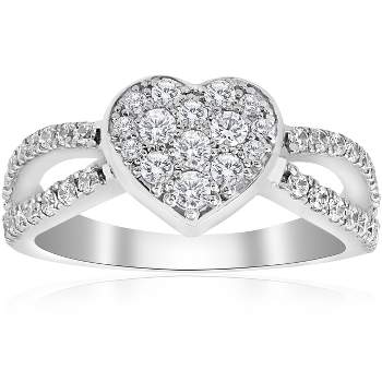 Pompeii3 3/4 ct Heart Shape Pave Diamond Engagement Ring 10k White Gold