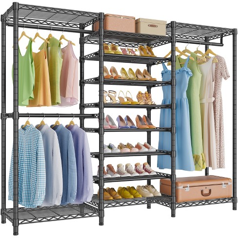 Vipek S3 Heavy Duty Garment Rack Free Standing Clothes Rack Closet Storage  Organizer Large Wardrobe With 6-tier Shoe Rack, Black : Target