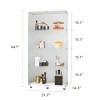 INFURNIC Decorative Bookshelf Two Door Glass Display Cabinet with Door and 4 Shelves for Living Room, White, 64.7"*31.7"*14.3" - 2 of 4