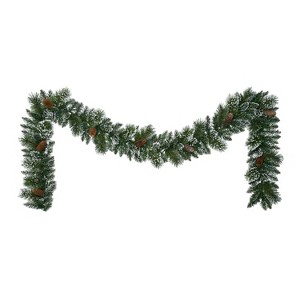 Puleo 9' Flocked Christmas Artificial Garland - 1 of 4