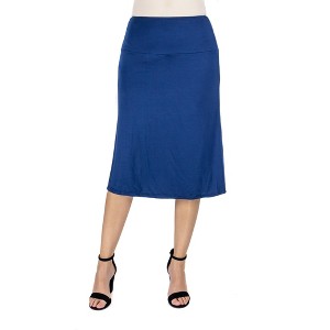 24seven Comfort Apparel A Line Elastic Waist Knee Length Skirt - 1 of 4