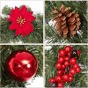 GAOMON Christmas Garland with Lights, 6Ft Battery Operated Garland Christmas Decorations with Poinsettias Ball Ornaments - 3 of 4