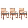 vidaXL Patio Dining Chairs- 3 pcs Set with Gray Cushions, Solid Acacia Wood, Rustic Slatted Design for Garden, Terrace, Outdoor Dining - 2 of 4