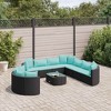 vidaXL Patio Sofa Set with Cushions Garden Furniture 10 Piece Poly Rattan - Black and Blue - 2 of 4