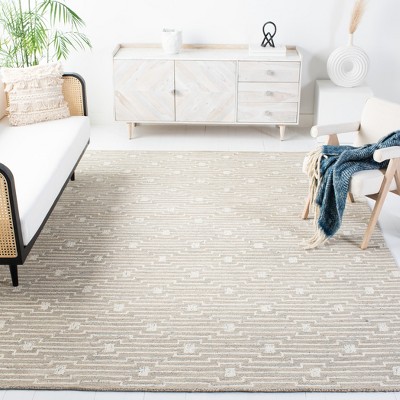 Elegance Tufted Round Grey Wool Area Rug, Handmade 95"