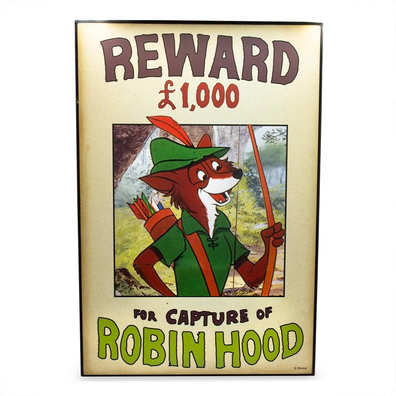 Silver Buffalo Disney Robin Hood Reward Poster Wood Wall Art Sign, 1 of 8