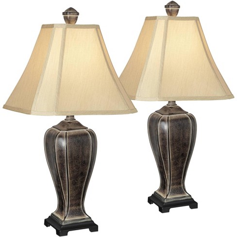 Regency Hill Traditional Table Lamps Set Of 2 Desert Crackle Gold Jar ...