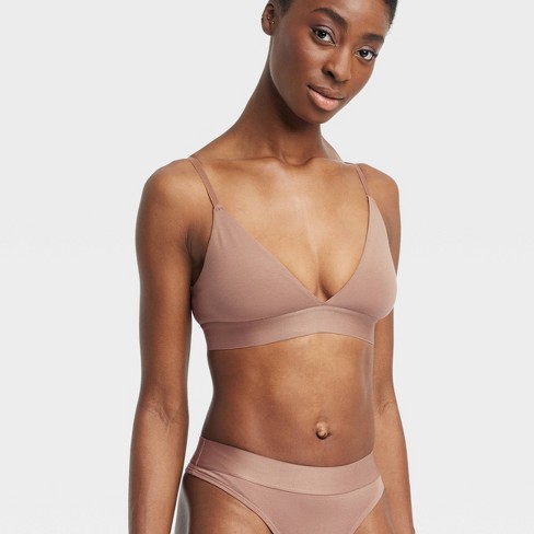 Women's Cotton Stretch Unlined Triangle Bralette - Auden™ Brown S