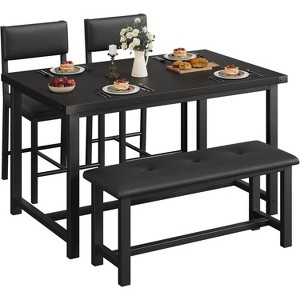 Coucheta 44.5" Dining Table Set for 4 - Kitchen Table with 2 Upholstered Chairs & Bench, Space-Saving, Easy Assembly - 1 of 4