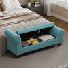 Storage Bench With Arms, 64.5" Wood Upholstered Bench With Storage And Seating, Farmhouse End Of Bed Bench, Storage Ottoman Bench For Bedroom - 2 of 4