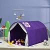 Infans Kids Dream Bed Tent, Portable Baby Playhouse Privacy Space Twin w/Double Net Curtain, Inner Pocket & Carrying Bag, Children Play Tent, Purple - 3 of 4