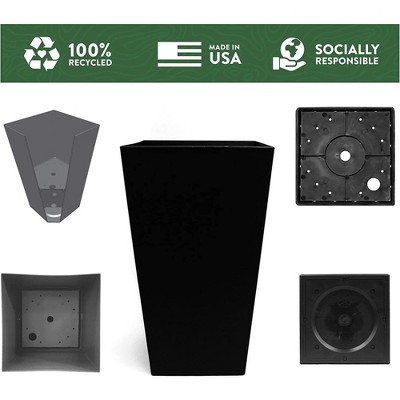 Finley 20" Black Recycled Plastic Square Planter