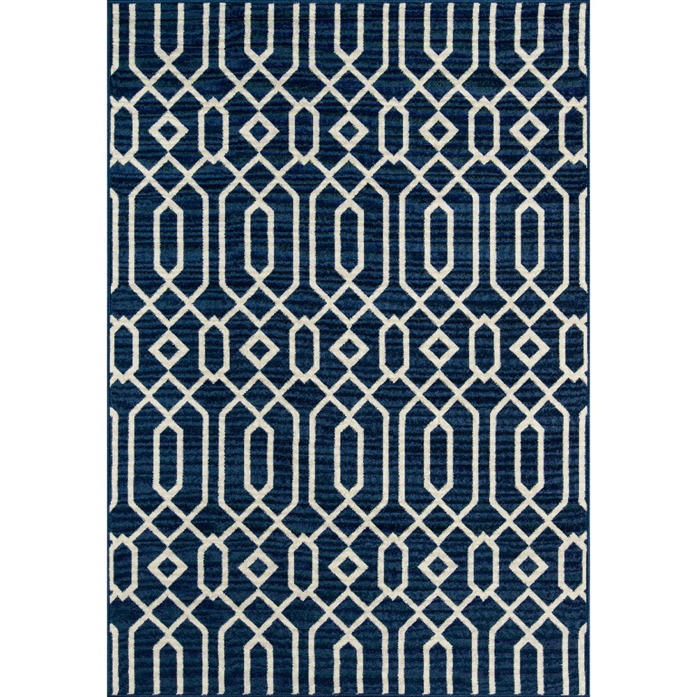 7'10inx10'10in Indoor/Outdoor Lattice Area Rug Navy