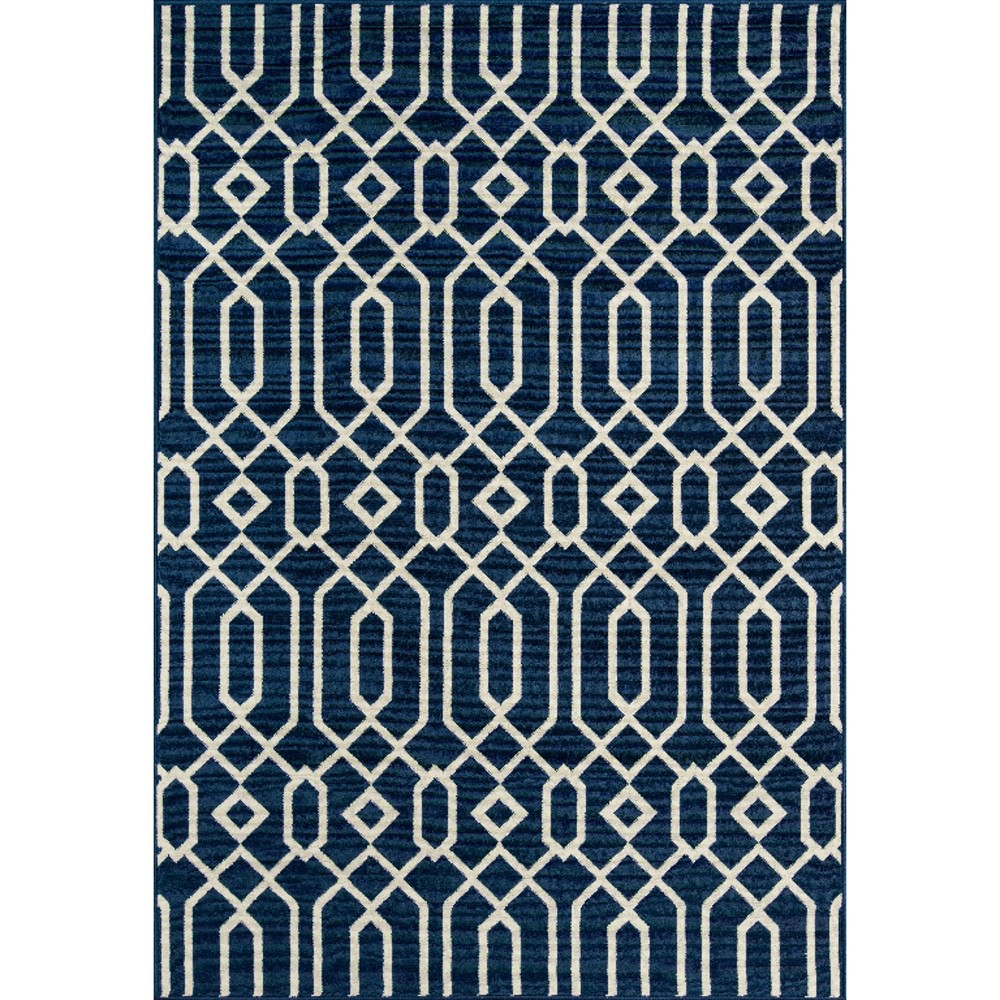 7'10inx10'10in Indoor/Outdoor Lattice Area Rug Navy